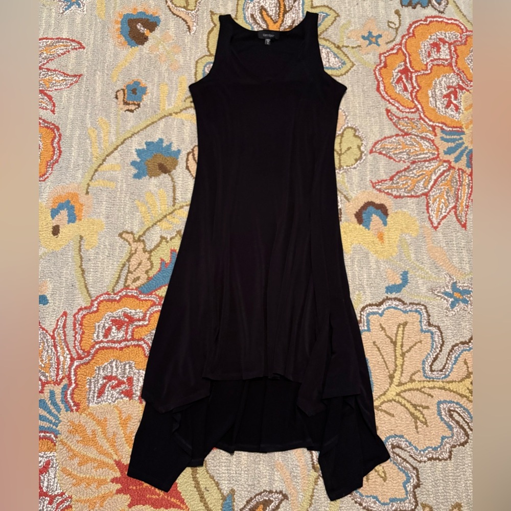 Karen Kane Black High Low Handkerchief Hem Dress